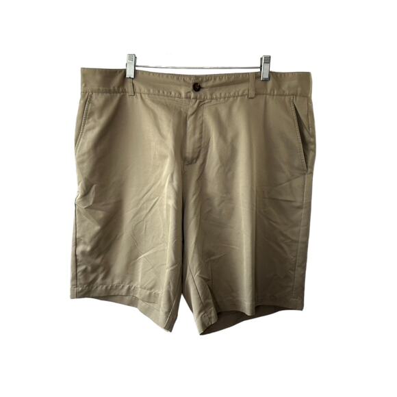 Adidas CLIMALITE Brown Flat Front Light Weight 10" Shorts Men's Size 38 - Picture 1 of 7